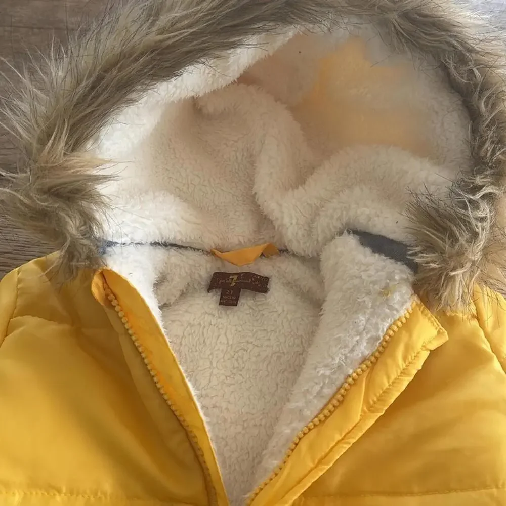7 For All Mankind Yellow Plush Soft Puffy Coat Jacket Baby size 2T